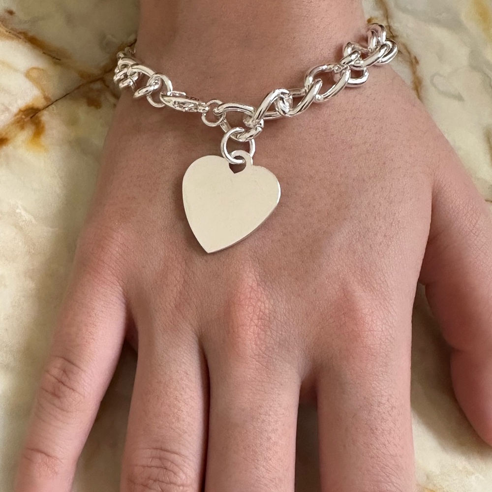 Elegant 925 Sterling Silver Heart Charm Bracelet